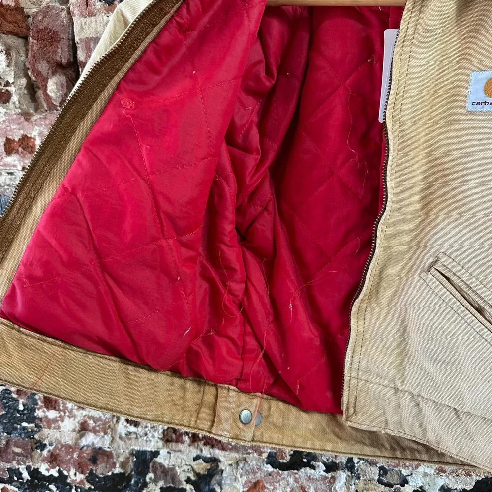 VTG Carhartt Detroit Jacket Brown Tan Lined Canvas Boys Toddler Youth 4-5